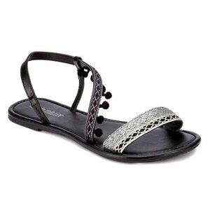 Olivia Miller Neptune Mini Pom Pom Elastic Strap Sandals